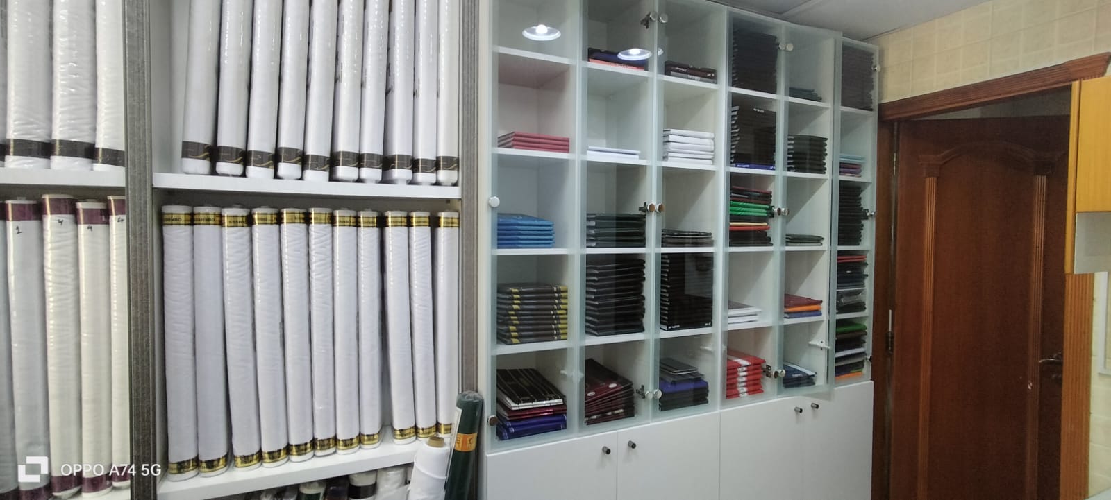 Fabric display and stock inside Loyalty Trading office