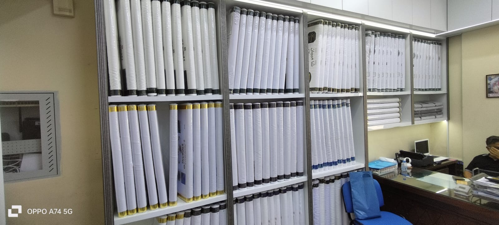 Office shelves and fabric stock at Loyalty Trading L.L.C.